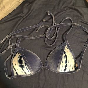 PINK blue velvet bikini top